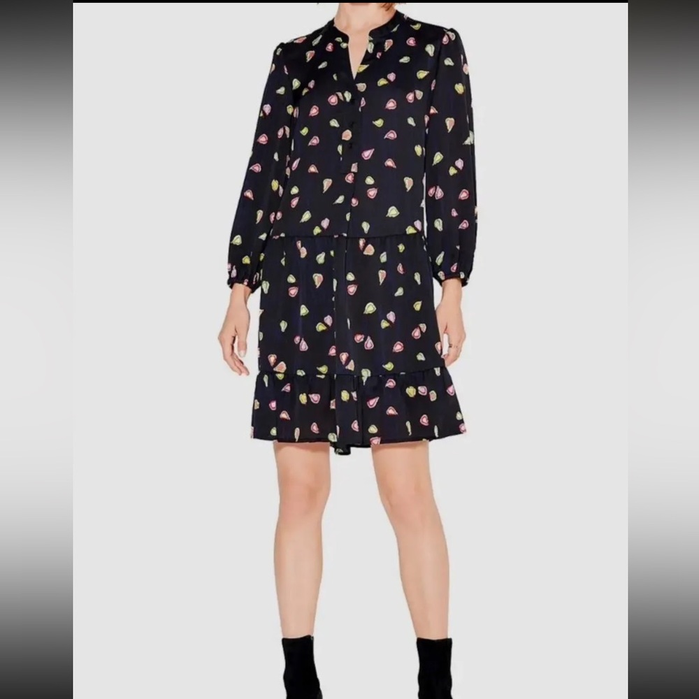 NIC+ZOE Black Floral Heart-Print Long-Sleeve Dress - Picture 2 of 11